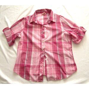 Women Accent Cotton/Polyester Button Roll Up Short Sleeve Shirt Sz 18 (WB306)